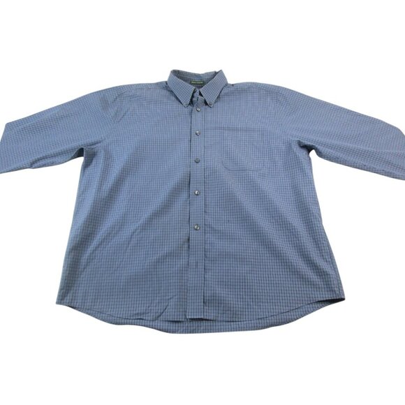 Eddie Bauer Wrinkle Resistant Shirt Mens XL Blue Plaid Classic Fit Button Down - Picture 1 of 9